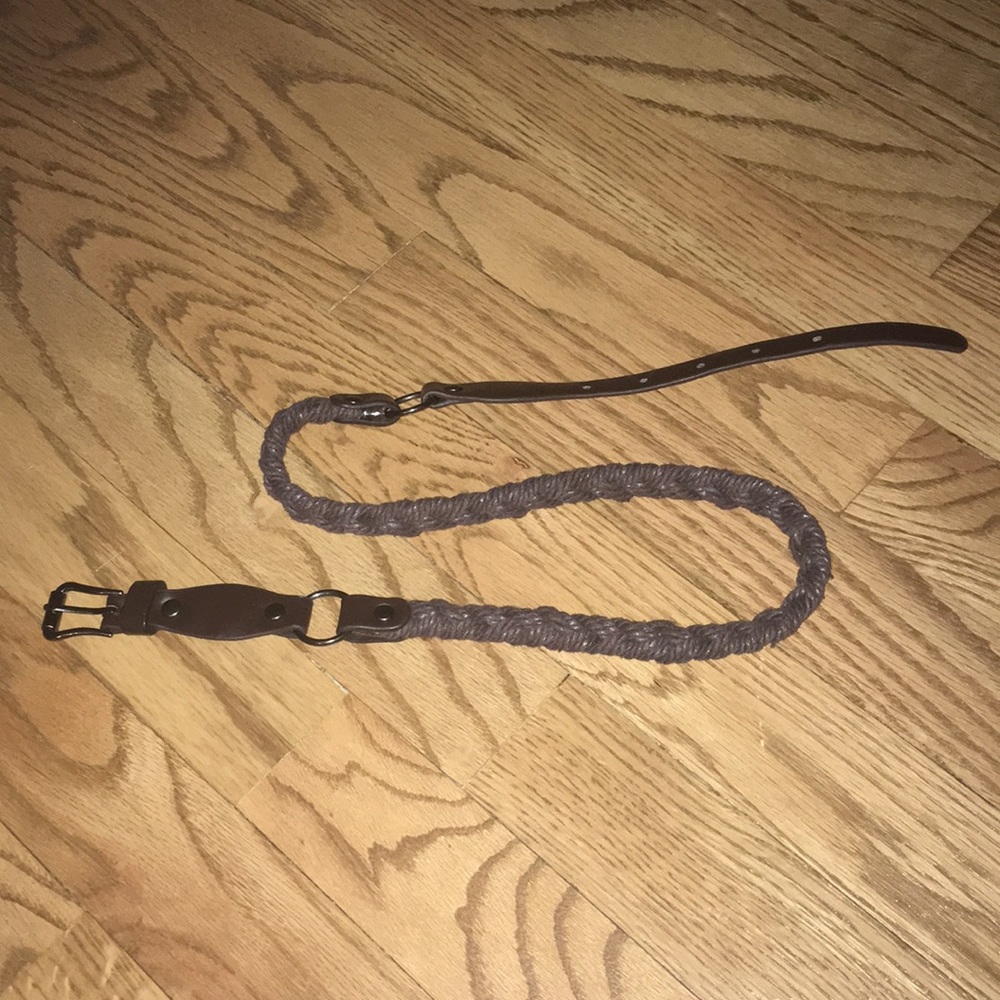 Thin brown braided belt